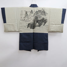 Load image into Gallery viewer, Men's Haori Vintage(1950-1980) Blue Black Landscape Silk #9389G1