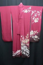 Load image into Gallery viewer, Furisode Magenta Cherry Blossom Plum blossom Tall Silk #8619G5