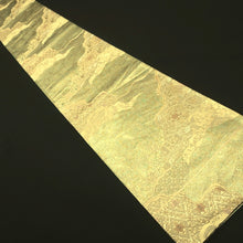 Load image into Gallery viewer, Fukuro Obi Vintage(1950-1980) Gold Flower Crane Birds Michinagadori Silk BB189V1