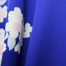 Load image into Gallery viewer, Furisode Blue Birds Cherry Blossom Silk #8934B5
