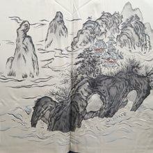 Load image into Gallery viewer, Men's Haori Vintage(1950-1980) Blue Black Landscape Silk #9389G1