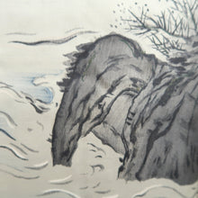 Load image into Gallery viewer, Men's Haori Vintage(1950-1980) Blue Black Landscape Silk #9389G1