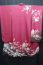Load image into Gallery viewer, Furisode Magenta Cherry Blossom Plum blossom Tall Silk #8619G5