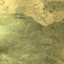 Load image into Gallery viewer, Fukuro Obi Vintage(1950-1980) Gold Flower Crane Birds Michinagadori Silk BB189V1