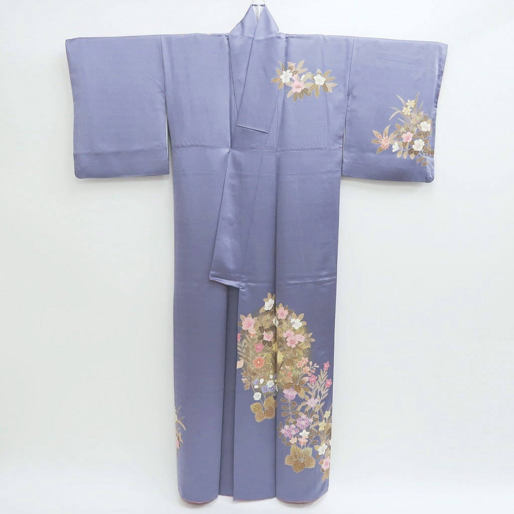 Kimono Pale Purple Gold Bellflower Tall Silk #9321F2 – Mikula Kimono
