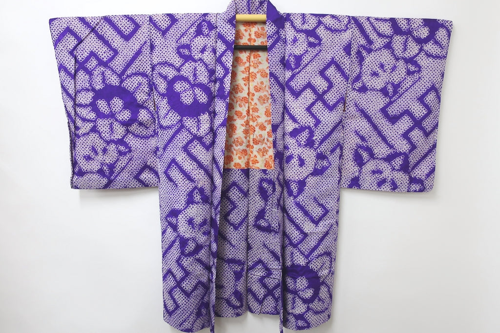 Tradition pattern blocks Shibori Haori Kimono Jacket