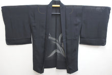 Load image into Gallery viewer, Haori Jacket Vintage(1950-1980) Black See-Through Flower Silk #8762A1