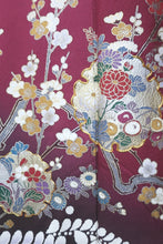 Load image into Gallery viewer, Furisode Magenta Cherry Blossom Plum blossom Tall Silk #8619G5
