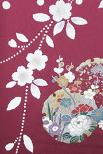 Load image into Gallery viewer, Furisode Magenta Cherry Blossom Plum blossom Tall Silk #8619G5