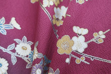 Load image into Gallery viewer, Furisode Magenta Cherry Blossom Plum blossom Tall Silk #8619G5
