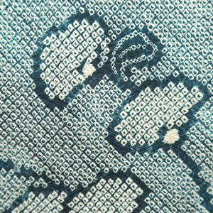 Haori Jacket Vintage(1950-1980) Greenish Blue Shibori Chrysanthemum Silk #9509H1