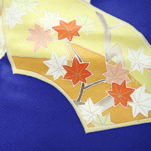 Load image into Gallery viewer, Kimono Dark Blue Plum blossom Maple Leaf Bamboo Silk #9341F4