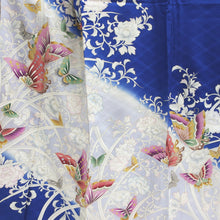Load image into Gallery viewer, Furisode Blue Butterfly Silk #9154D4