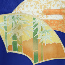 Load image into Gallery viewer, Kimono Dark Blue Plum blossom Maple Leaf Bamboo Silk #9341F4