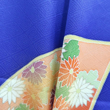 Load image into Gallery viewer, Kimono Dark Blue Plum blossom Maple Leaf Bamboo Silk #9341F4