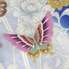 Load image into Gallery viewer, Furisode Blue Butterfly Silk #9154D4