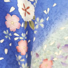 Load image into Gallery viewer, Furisode Vintage(1950-1980) Blue Cherry Blossom Tall Silk #9469G4