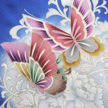 Load image into Gallery viewer, Furisode Blue Butterfly Silk #9154D4