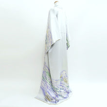 Load image into Gallery viewer, Kimono Light Blueish White Landscape Wave Silk #9364F5
