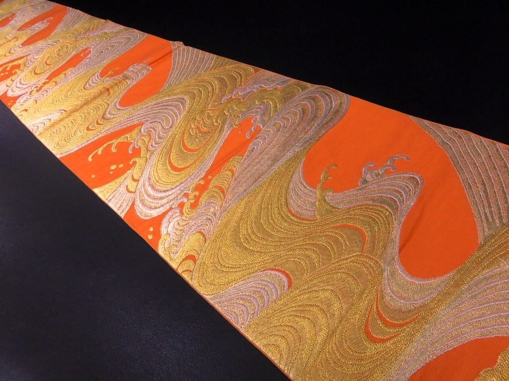 BB8226AA Silk Obi Fabric Vintage(1950-1980) Wave Vermillion BB8226AA Silk Obi Fabric Vintage(1950-1980) Wave Vermillion