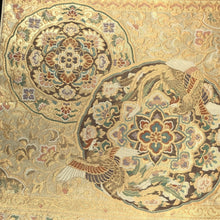 Load image into Gallery viewer, Fukuro Obi Vintage(1950-1980) Gold Birds Flower Shousoin Silk BB192V2
