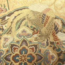 Load image into Gallery viewer, Fukuro Obi Vintage(1950-1980) Gold Birds Flower Shousoin Silk BB192V2