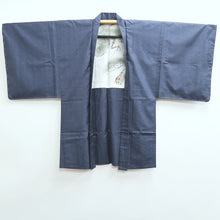 Load image into Gallery viewer, Men's Haori Vintage(1950-1980) Blue Black Ohshima Pine Tree Silk #9425G2