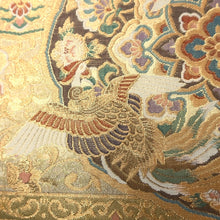Load image into Gallery viewer, Fukuro Obi Vintage(1950-1980) Gold Birds Flower Shousoin Silk BB192V2