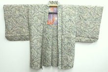 Load image into Gallery viewer, Haori Jacket Vintage(1950-1980) Cream white Mist green Leaf Silk #8601G3