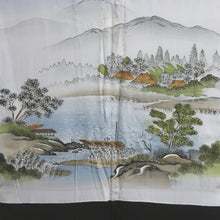 Load image into Gallery viewer, Men's Haori Vintage(1950-1980) Black Landscape Montsuki Habutae Silk #9136D4