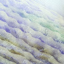 Load image into Gallery viewer, Kimono Light Blueish White Landscape Wave Silk #9364F5