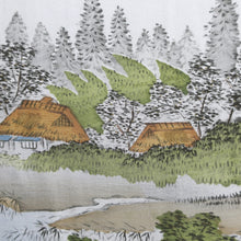 Load image into Gallery viewer, Men's Haori Vintage(1950-1980) Black Landscape Montsuki Habutae Silk #9136D4