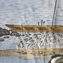 Load image into Gallery viewer, Men's Haori Vintage(1950-1980) Black Landscape Montsuki Habutae Silk #9136D4