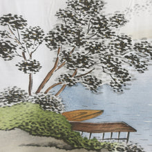 Load image into Gallery viewer, Men's Haori Vintage(1950-1980) Black Landscape Montsuki Habutae Silk #9136D4