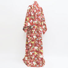 Load image into Gallery viewer, Kimono Reddish Brown Peony Bellflower Silk #9344F4