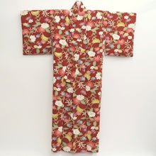 Load image into Gallery viewer, Kimono Reddish Brown Peony Bellflower Silk #9344F4