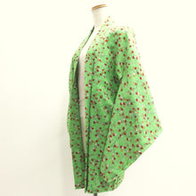 Load image into Gallery viewer, Haori Jacket Vintage(1950-1980) Light Green Maple Leaf Branch Silk #9240E3