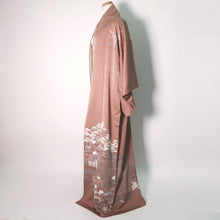 Load image into Gallery viewer, Kimono Rosybrown Chrysanthemum Pine Tree Silk #9146D4