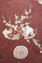 Load image into Gallery viewer, Haori Jacket Vintage(1920-1950) Brown Plum blossom Maple Leaf Kinsha Silk #8299C2