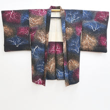Load image into Gallery viewer, Haori Jacket Vintage(1950-1980) Black Blue Pink Tree Silk #9446G3