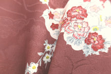 Load image into Gallery viewer, Haori Jacket Vintage(1920-1950) Brown Plum blossom Maple Leaf Kinsha Silk #8299C2