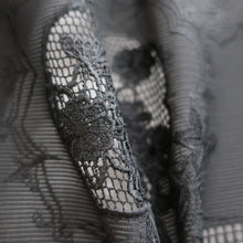 Load image into Gallery viewer, Haori Jacket Vintage(1950-1980) Black See-Through Embroidery Flower Silk #9036D1