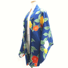 Load image into Gallery viewer, Haori Jacket Vintage(1950-1980) Blue Camellia Roketsuzome Silk #9241E3
