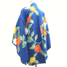 Load image into Gallery viewer, Haori Jacket Vintage(1950-1980) Blue Camellia Roketsuzome Silk #9241E3