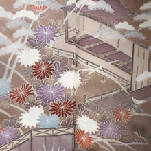 Load image into Gallery viewer, Kimono Rosybrown Chrysanthemum Pine Tree Silk #9146D4
