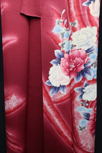 Load image into Gallery viewer, Furisode Wine red Peony Silk #8787A3