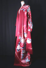 Load image into Gallery viewer, Furisode Wine red Peony Silk #8787A3