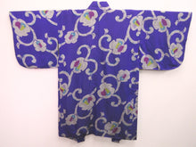 Load image into Gallery viewer, Haori Jacket Vintage(1920-1950) Blueish Purple Camellia Meisen Silk #8268C1