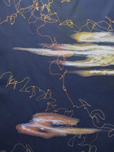 Load image into Gallery viewer, Haori Jacket Vintage(1950-1980) Blueish Black Abstract art Silk #7663J2