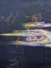 Load image into Gallery viewer, Haori Jacket Vintage(1950-1980) Blueish Black Abstract art Silk #7663J2